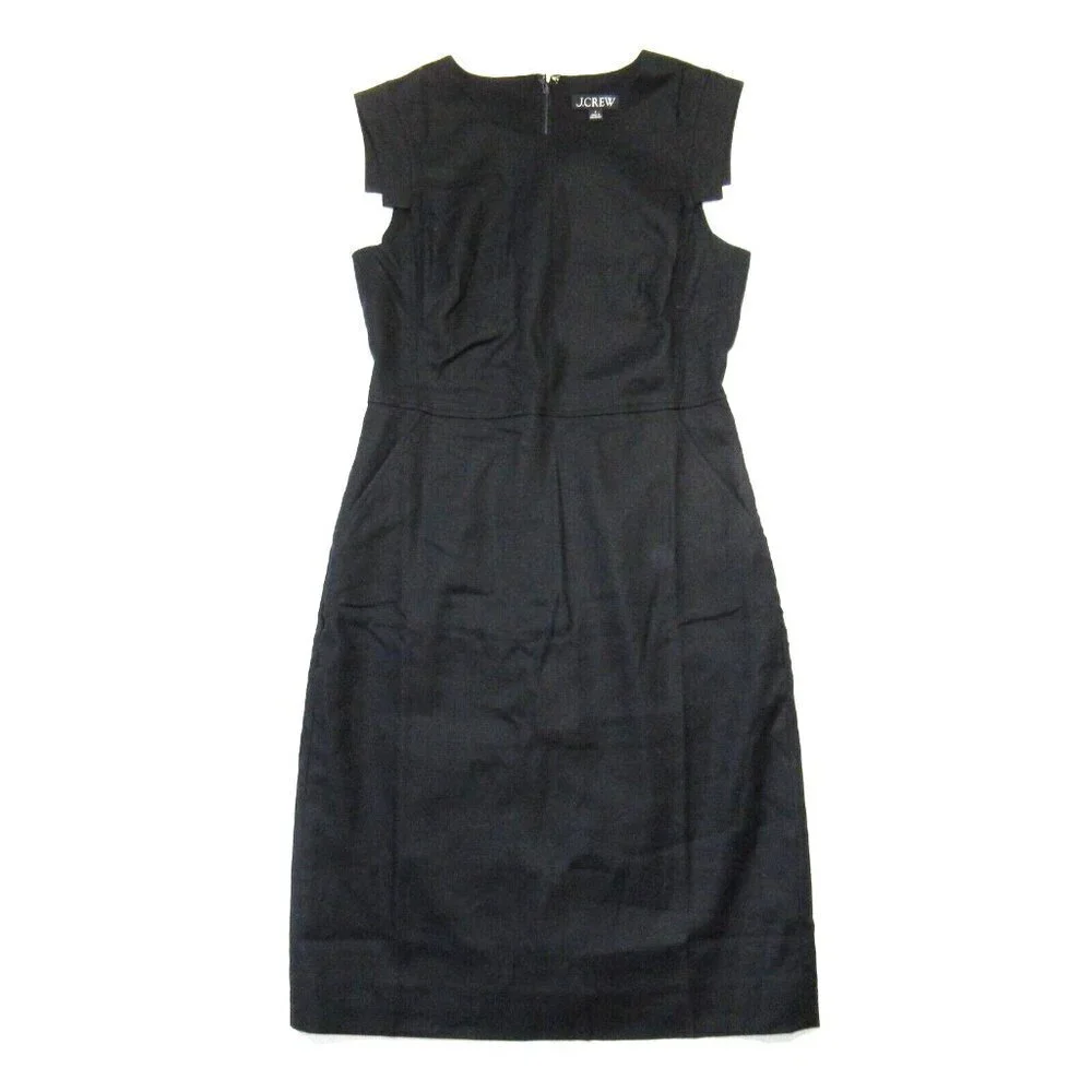NWT J.Crew Tall Resume Sheath in Black Stretch Linen Dress 6T $198